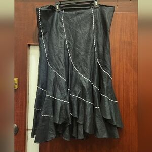 Vintage Y2k Linen Allison Taylor Ruffle Midi-Skirt